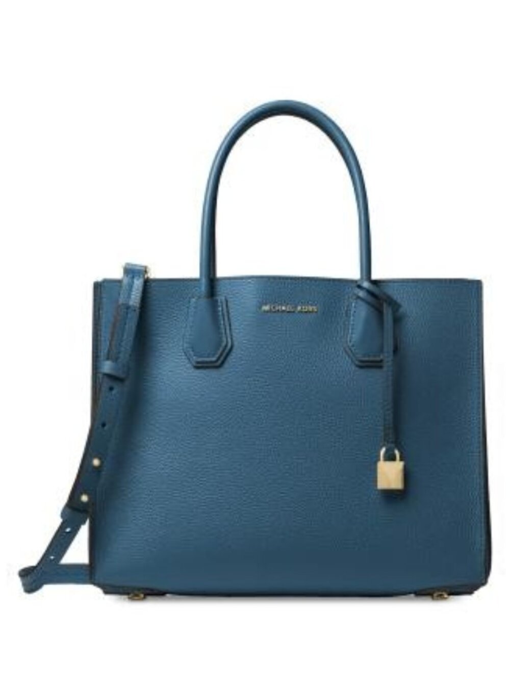 Euc Michael Kors Mercer Accordion Blue Leather Shoulder Bag Purse